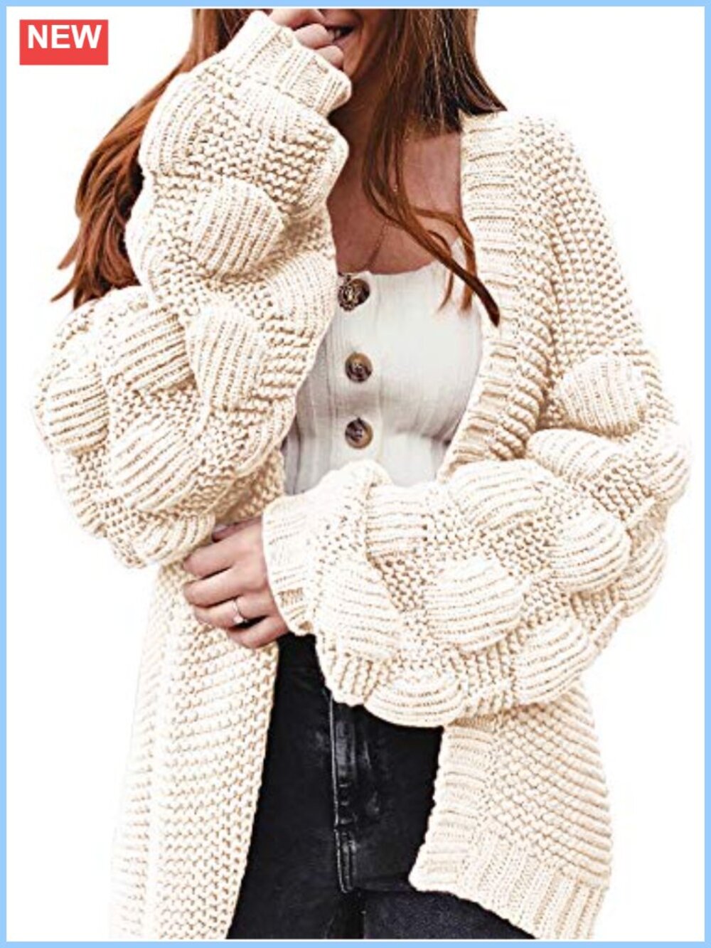 Oversized Chunky Knit Cardigan Open Front Long Sweater Coat